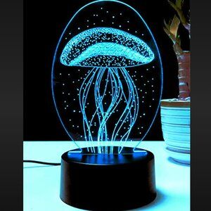 3D Illusion LED Acrylic Jellyfish Desk Lamp & Night Light, 7 Colors